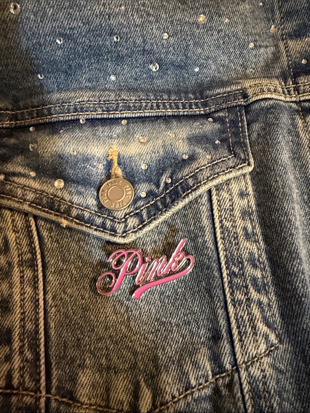 PINK Victoria's Secret Light Blue Denim Jacket - Picture 9 of 12